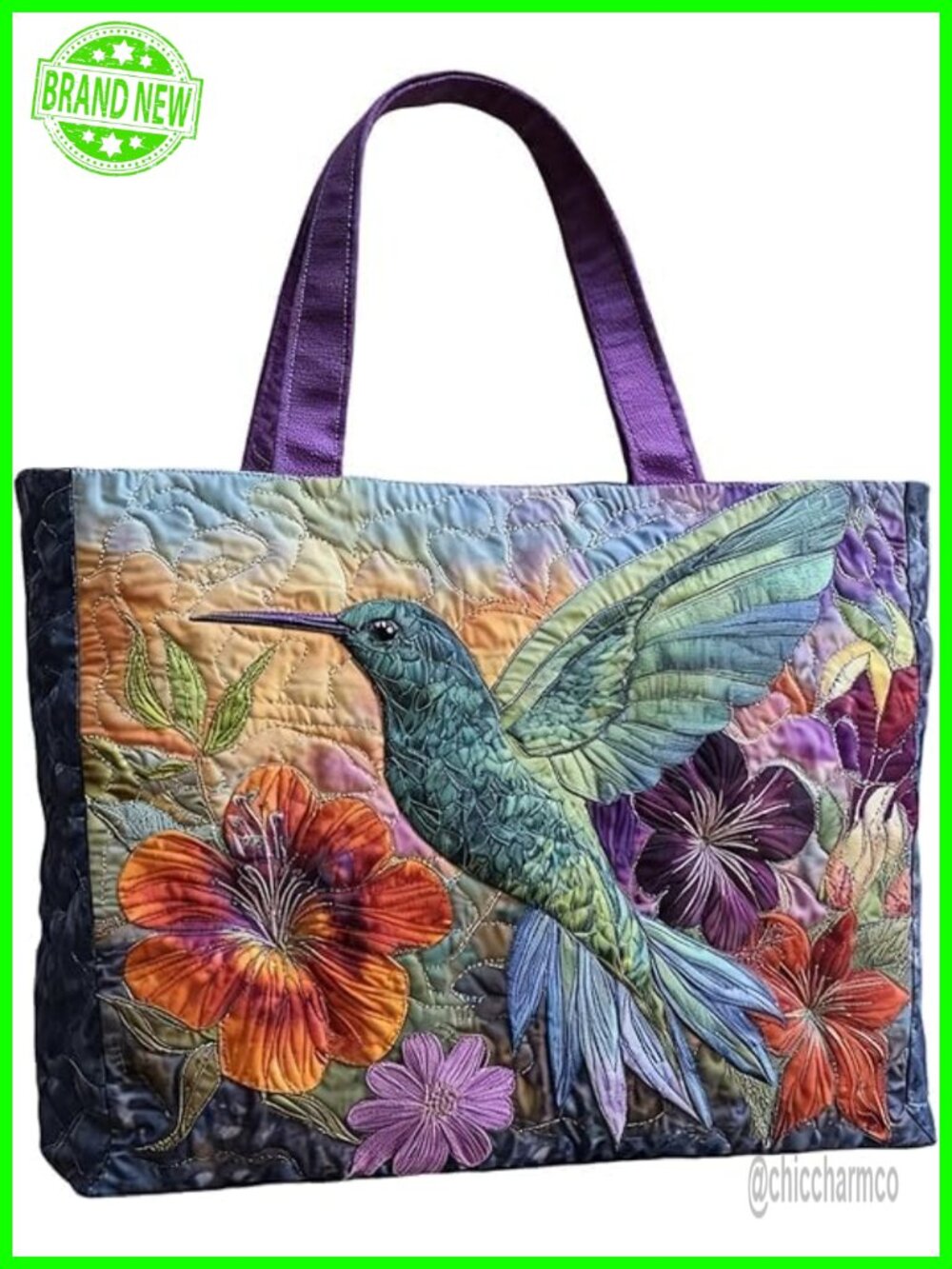 Quilted Tote Bag Patchwork Design Large Cotton Handbag for Women